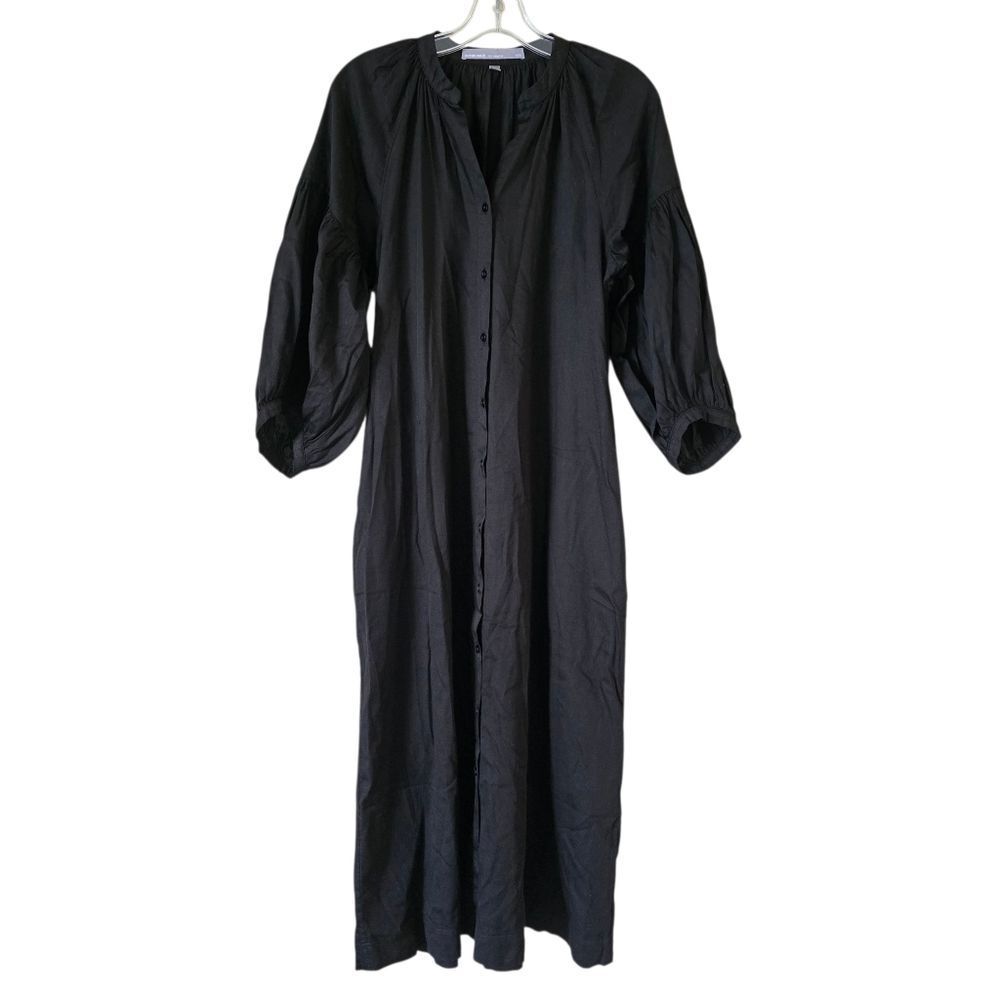 OCEAN+MAIN Los Angeles Black Button-Down Maxi‎ Dress Size S/M 100% Cotton